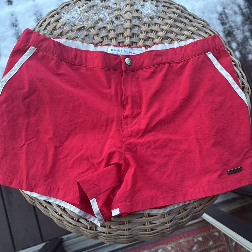 Parke & Ronen Swim Shorts Men’s Red 31 Bermuda VTG 60’s Style James Bond Liner
